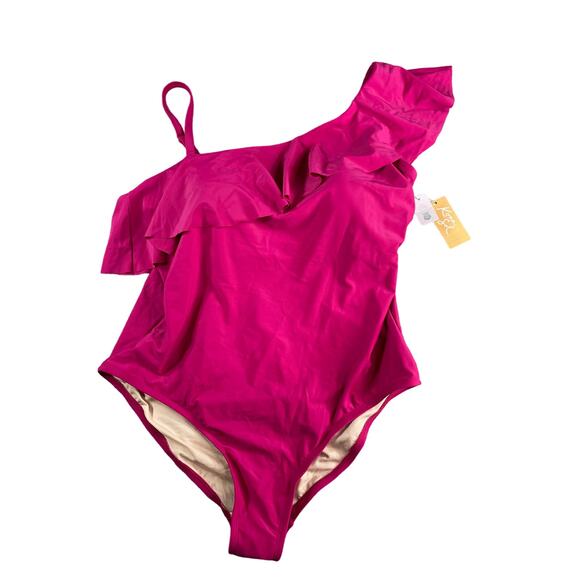 Kona Sol One Piece Swimsuit Womens 20 Pink Padded Asymmetrical One Shoulder NWT - Picture 1 of 9